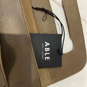 ABLE Olive Leather Clutch